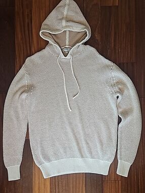 Guess Men's Cream Knit Crewneck Hoodie Sweater